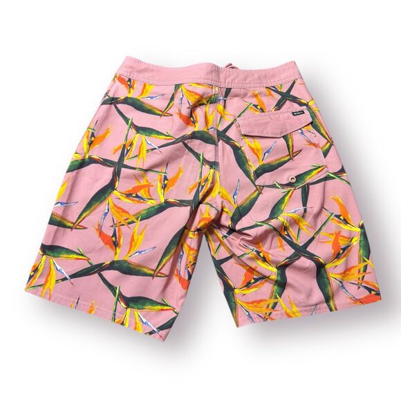 RVCA Pink Floral Board Shorts Size 28" Swim Trunks Retro Beach Shorts Y2K - Picture 2 of 5